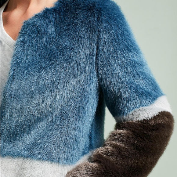 Anthropologie Molliolli Faux Fur Coat Open Jacket - Picture 2 of 6